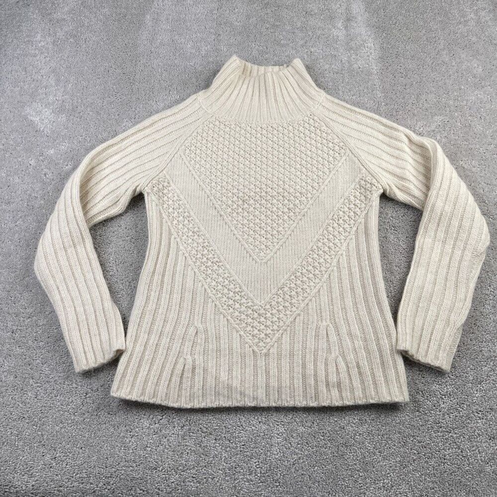 Banana Republic Cream Turtleneck Cable-Knit Sweater